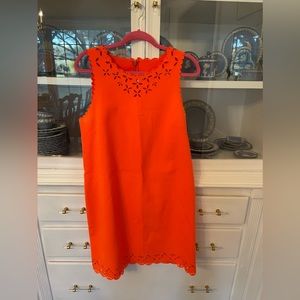 Neon orange laser cut J. Crew shift dress